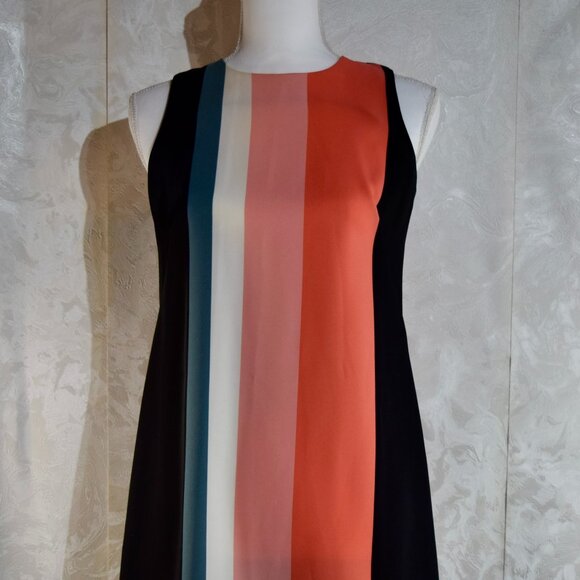 Ann Taylor Factory Size 0 Color-block Vertical Stripe Shift Dress - Picture 1 of 5